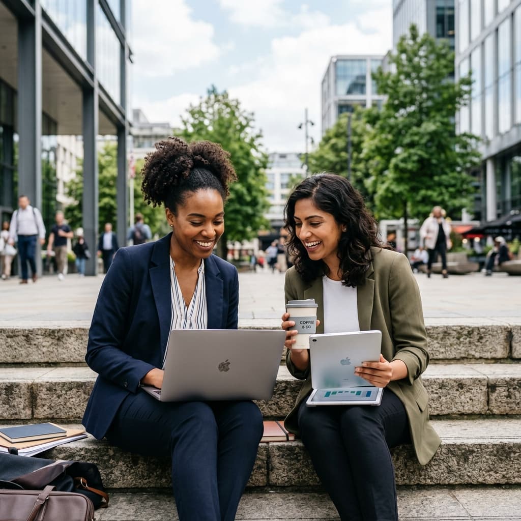 People staying connected in the city