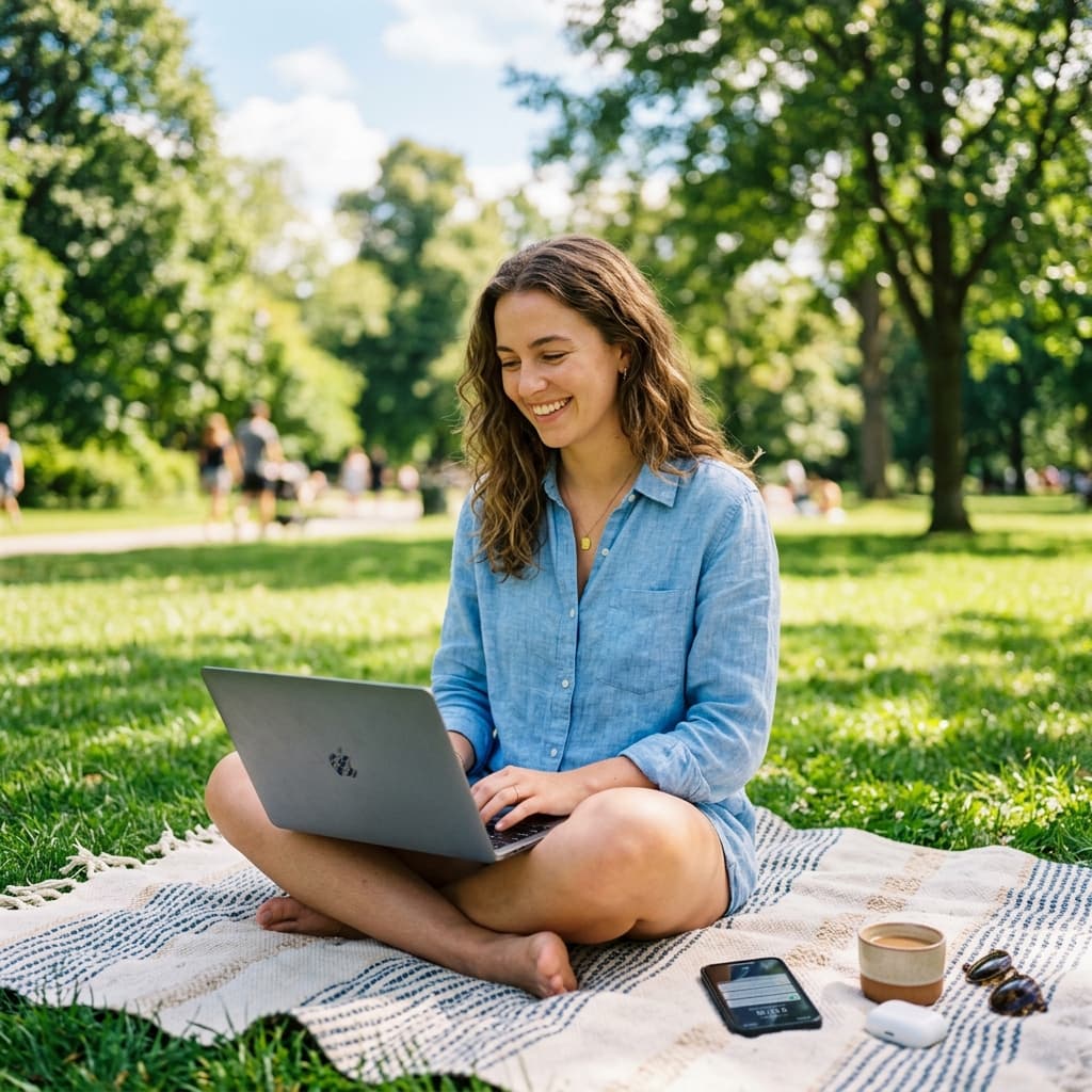 Citizen using public wifi